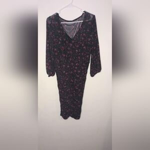 Torrid Black and Pink Floral Long Sleeve Dress